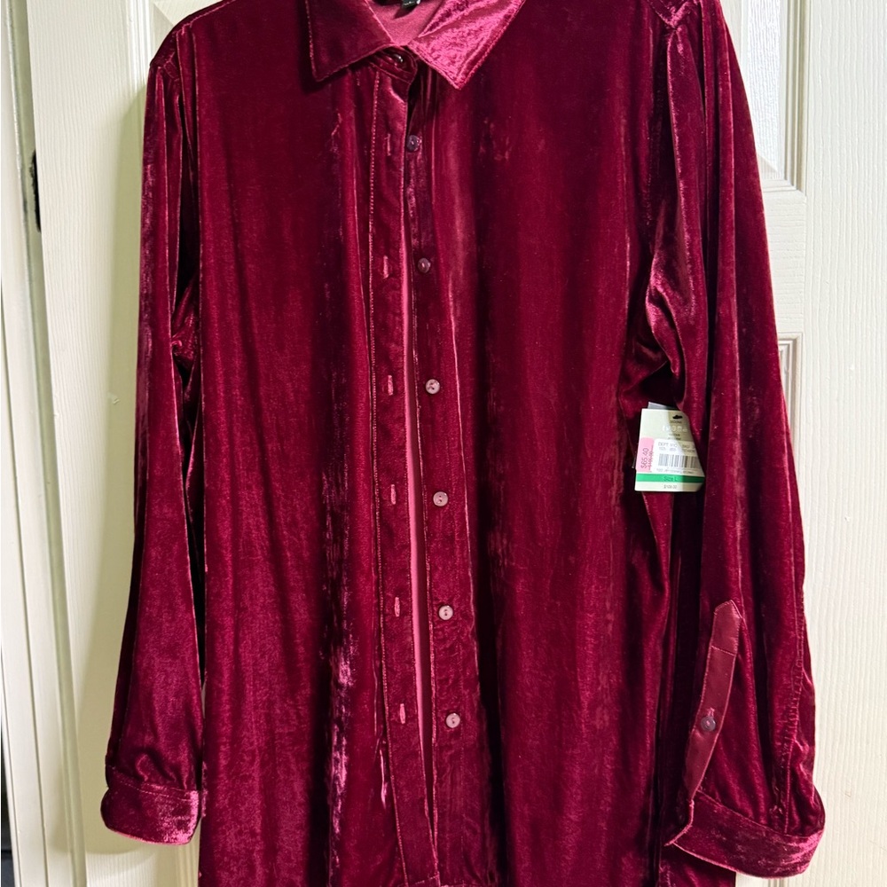 John Mark Velvet Shirt in Deep Red